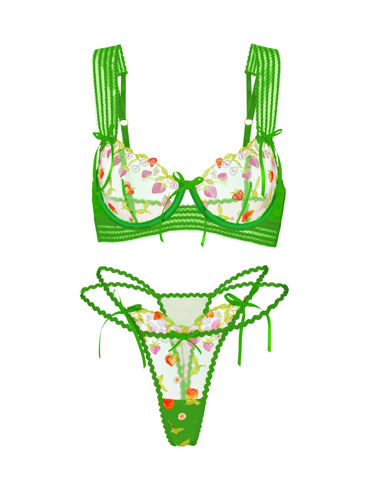 Garden Green Floral Lace Lingerie Set - Image 6