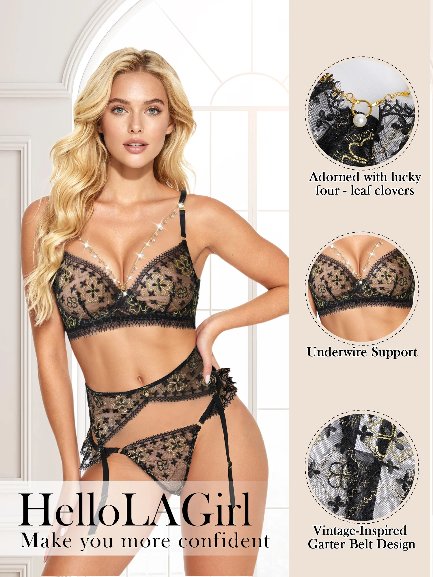 Vanessa Golden Clover Lingerie Set - Image 7
