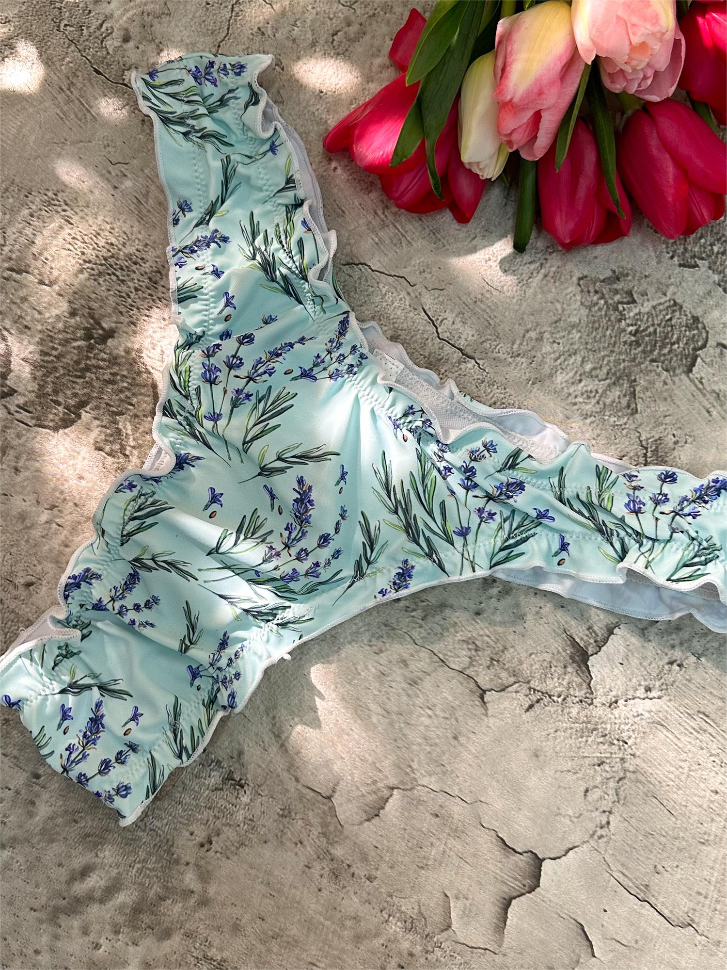 Wheat Digital Printing Lace Push Up Hollow Bikini Set - Image 7