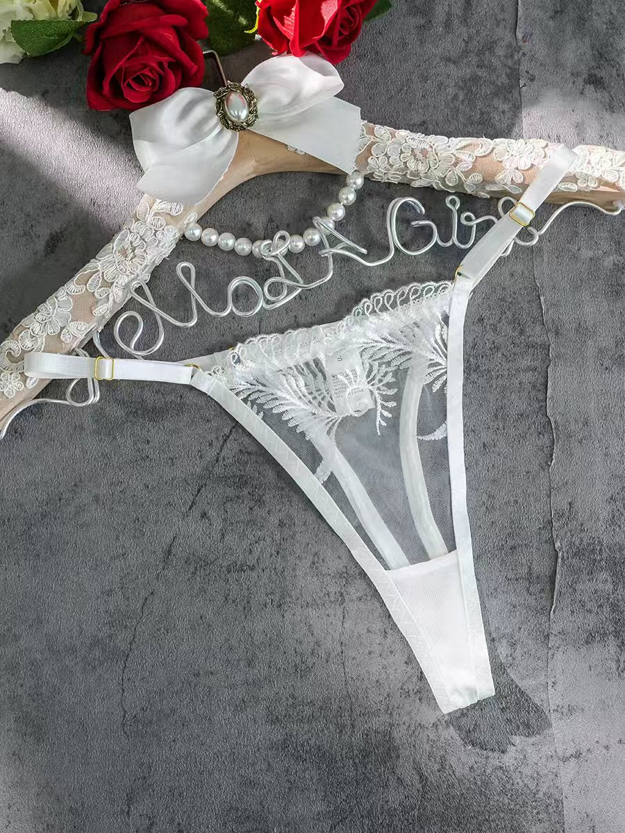 White Embroidery Adjustable Thong