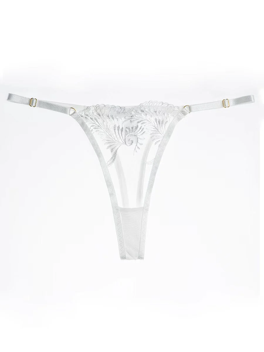 White Embroidery Adjustable Thong - Image 2