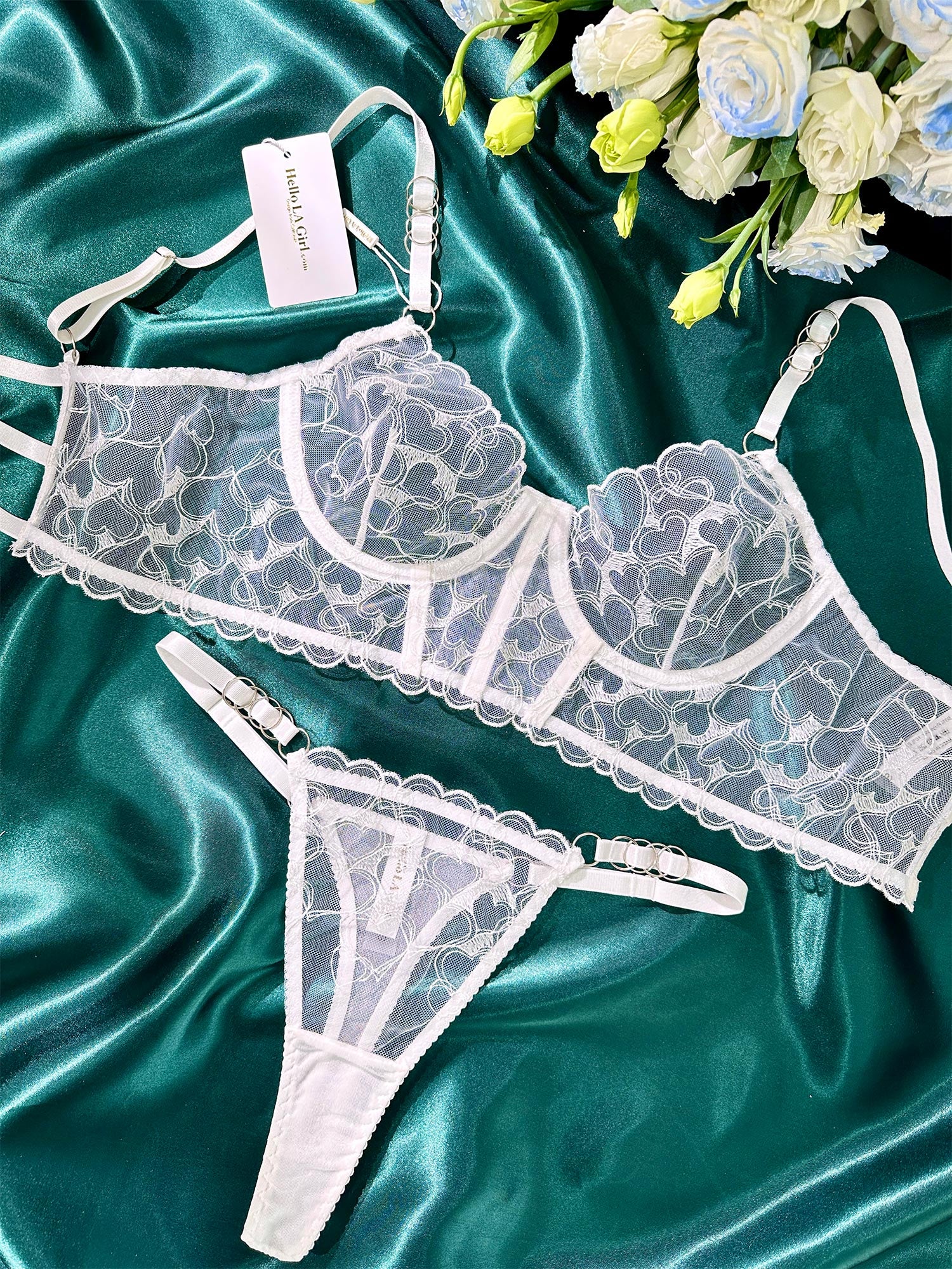 White Embroidery Lingerie Set - Image 7