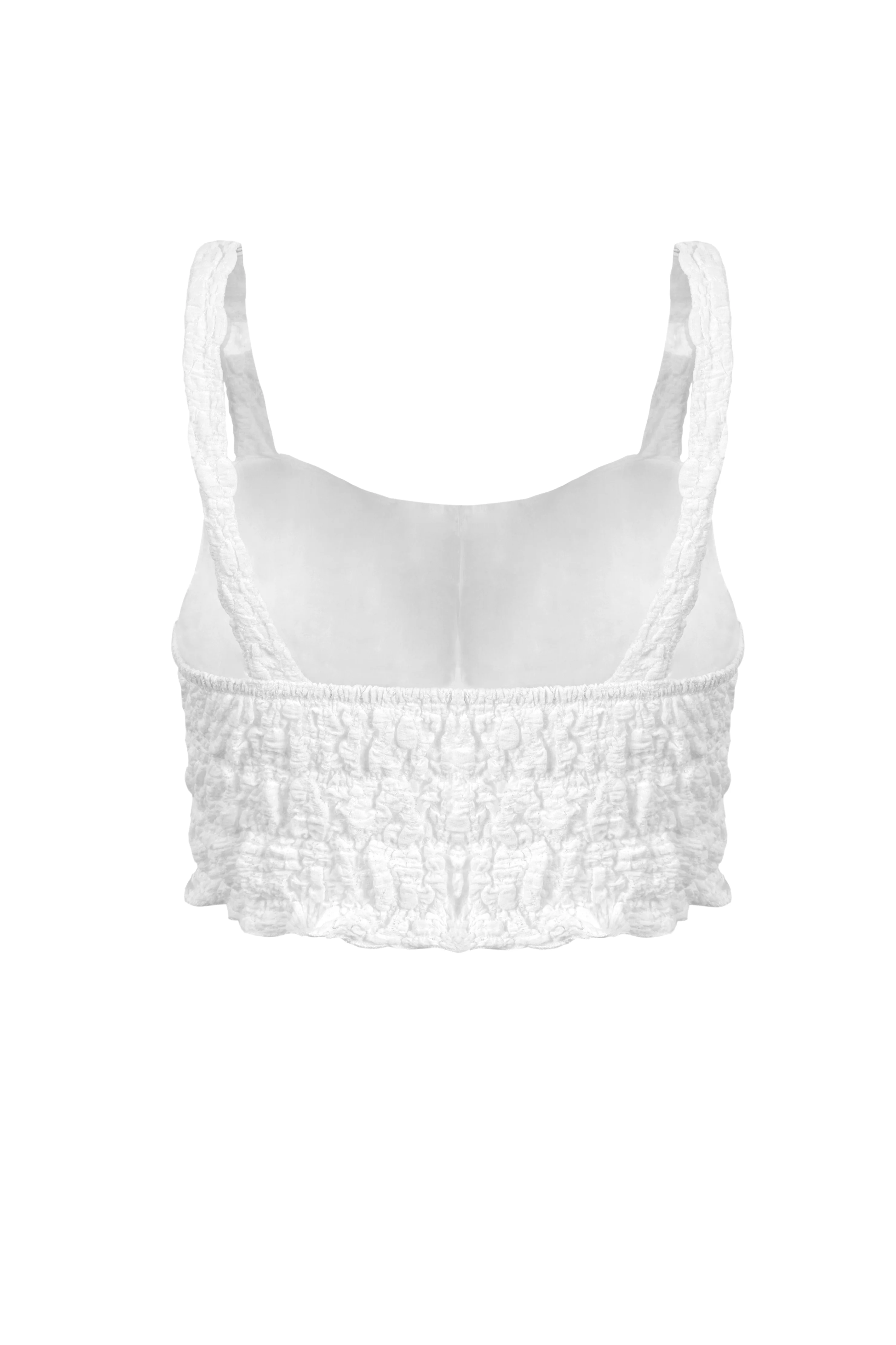 White Stretchy Lace Button Front Crop Top - Image 3